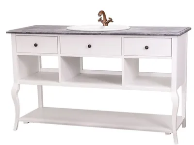 Produktbild von Casa Padrino Landhaus Stil Waschschrank Waschtisch Ohne Waschbecken Grau / Weiss - Bad Schrank