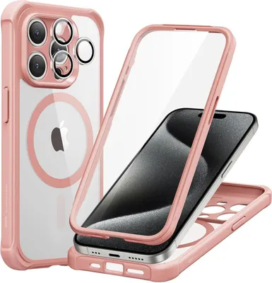Immagine prodotto di ESR iPhone 15 Pro Custodia MagSafe 360 gradi antiurto protezione fotocamera chiaro rosa