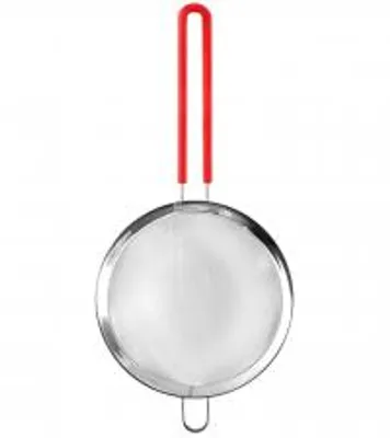 Produktbild von Edelstahl-Sieb 18/8 mit Silikongriff, rot, 18 cm