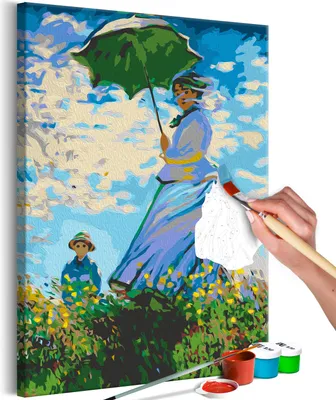 Produktbild von Vlies Malen nach Zahlen - Claude Monet: Woman with a Parasol 40x60 cm Menschen n-A-1444-d-a
