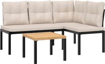 Produktbild von vidaXL Gartenbank-Set 3-tlg. Schwarz Pulverbeschichteter Stahl