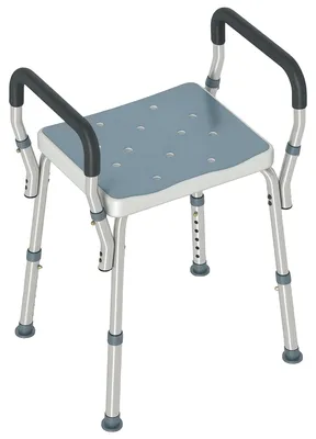 Produktbild von Duschhocker, höhenverstellbar, rutschfester Aluminiumrahmen, Blau