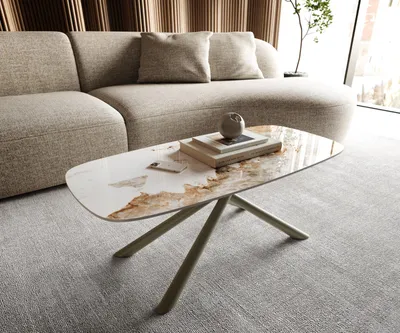 Produktbild von DELIFE Couchtisch Edge Boot 100x50 cm Keramik Minas Melange Sarity Metall Effektfinish Titan