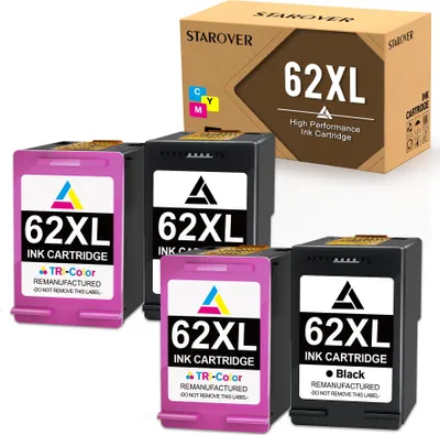 A product shot of four ink cartridges and their packaging.