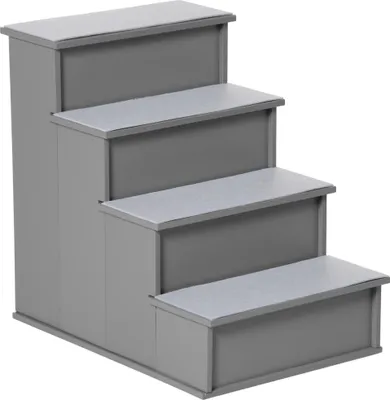 Image de Escalier pour chien - Escalier pour animaux - 4 marches - rembourré - 40 x 59 x 54.2 cm - gris