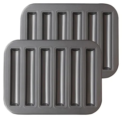 Financiers-Backform, 2er-Set, 6 Mulden, antihaftbeschichtet, 25,9 x 19,8 cm
