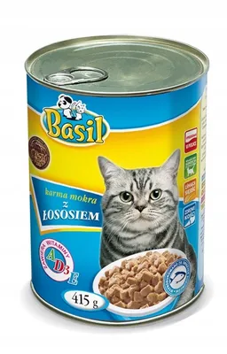 Zdjęcie produktu dla Karma mokra Basil 415g z łososiem dla kota 1szt.
