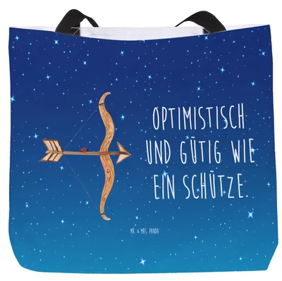 Produktbild von Mr. & Mrs. Panda Strandtasche Sternzeichen Schütze - Sternenhimmel Blau - Geschenk, Schultasche, Geburtstag November, Tasche, Dezember, Reisetasche, Schützenfest