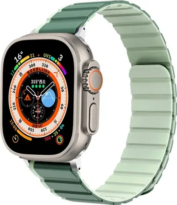Obrázek produktu pro Pro Apple Watch Ultra 2 / 1 49mm Dvoubarevný magnetický silikonový řemínek Zelený
