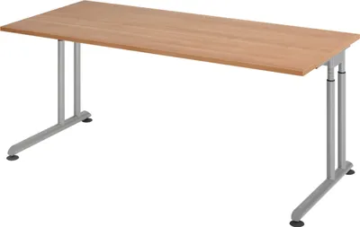 Produktbild von bümö Schreibtisch Serie-Z - Gestell: Silber, Nachbildung: Nussbaum, Größe:  180 x 80 cm