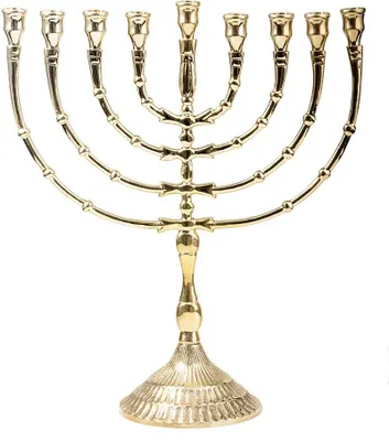 Produktbild von 32cm Hanukkah Menorah Kerzenleuchter Groß Gold 9er Kerzenständer Messing 2802
