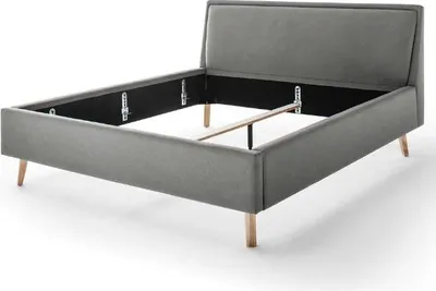 Produktbild von Doppelbett Estee 140x200cm - hellgrau/ocker
