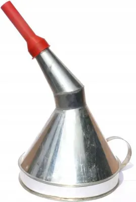 Produktbild von Metalltrichter mit Kunststoffspitze mit Kraftstoffsieb, schräg, schüssel 160 mm