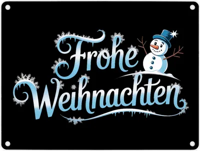 Produktbild von Frohe Weihnachten mit Schneemann Metallschild in 15x20 cm