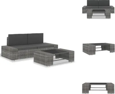Produktbild von vidaXL 3-tlg. Garten-Lounge-Set Poly Rattan Grau -  Gartensofaelemente