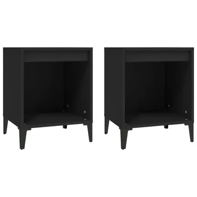 Produktbild von "2026 Aktion"Nachttisch 2er Set, für Schlafzimmer - elegantes Design - Nachtkommode - Schwarz 40x35x50cm - Nachttische & -schränke NeuMöbel978728