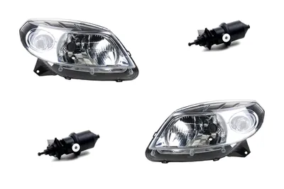 Imagen del producto de Johns, faros delanteros compatibles con Dacia Sandero desde 2008, juego de 2 (izquierdo y derecho), cromados, con motor