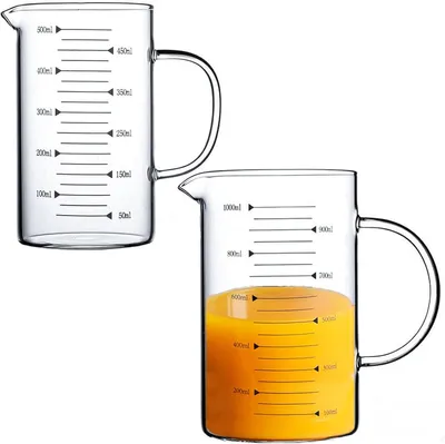 Produktbild von Messbecher aus Borosilikatglas, 500 ml und 1000 ml, mit Skala, für Kochen und Backen