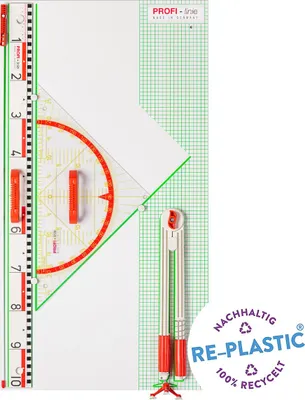 Produktbild von Wissner Wandtafelgerätesatz Profi Linie I Gerätetafel inkl. Dezimeterlineal 100cm, Geowinkel 45°, Zirkel und Zeigestock