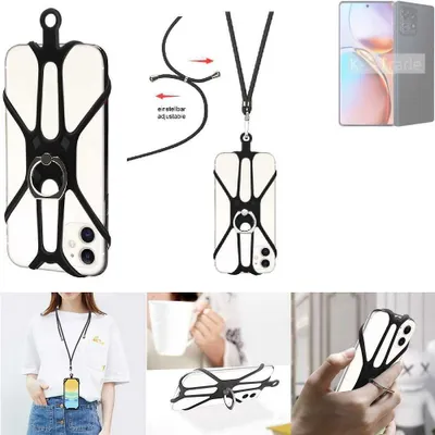 Produktbild von K-S-Trade 3in1 Handykette Handyband Handykordel Halsband Smartphone-Ring Handy-Ring kompatibel mit Motorola Edge 2023 Fingerhalterung Handyring