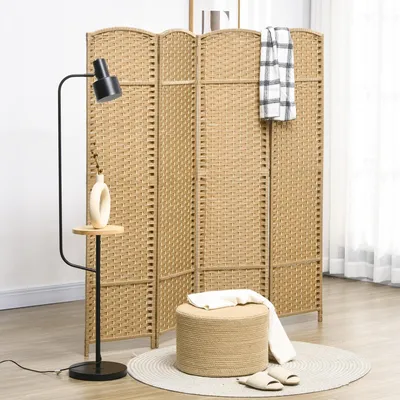 Obrázok produktu pre Rozdeľovač priestoru, 4-dielny - Sklopný rozdeľovač priestoru | Farba: Hnedá | Rozmery: 160 x 1,6 x 170 cm