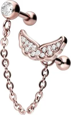 Produktbild von Ohrpiercing Chirurgenstahl Ohrpiercing KRISTALLFLÜGEL + KETTE