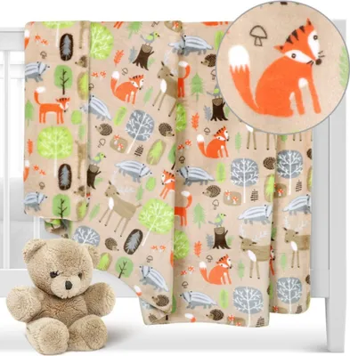 Zdjęcie produktu dla Koc dziecięcy ELLA - 100x150 cm - Beżowy, Pomarańczowy