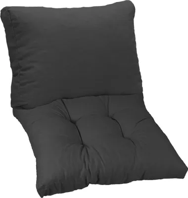A dark gray lounge cushion set, consisting of a seat cushion and a back cushion, is shown against a white background.
