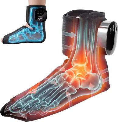 Productafbeelding van Draadloze voetmassageapparaat met verwarmde enkelbrace. 3 warmtestanden, 3 massageprogramma's. Verwarmde enkelmassageapparaat met compressiefunctie, geschikt voor zowel mannen als vrouwen. Draagbaar