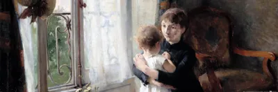 Zdjęcie produktu dla Helene Schjerfbeck Art Print Obraz - Matka z dzieckiem, 1886 (30 x 91 cm)