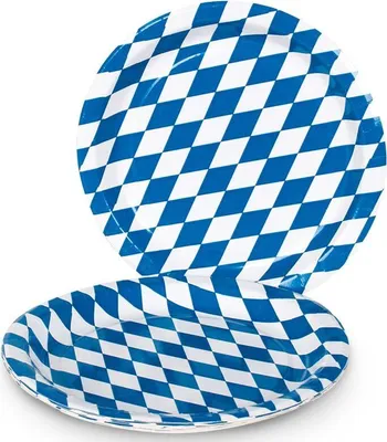 Produktbild von Pappteller mit Bayrischer Raute Muster, 23 cm Durchmesser, 10 Stück