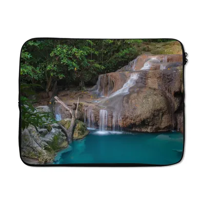 Produktbild von MuchoWow® Laptop Hülle 17 Zoll Laptoptasche Wasserfall - Felsen - Landschaft - Zipper - Schutzabdeckung