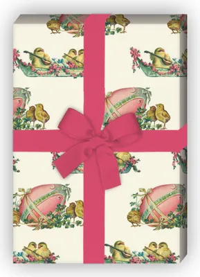 Produktbild von Süßes Vintage Oster Geschenkpapier mit Retro Küken, beige - G7251, 32 x 48cm