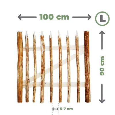 Produktbild von BOGATECO Zauntor Haselnuss Breite 100cm Hähe 90 cm | Gartentor | mit Scharniere inkl. Zubehär | T_räffnung nach links