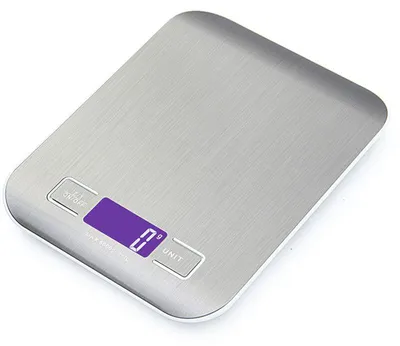 Produktbild von Elektronische Küchenwaage 5 kg/1 g, Edelstahl, LCD, Tara, 4 Maßeinheiten