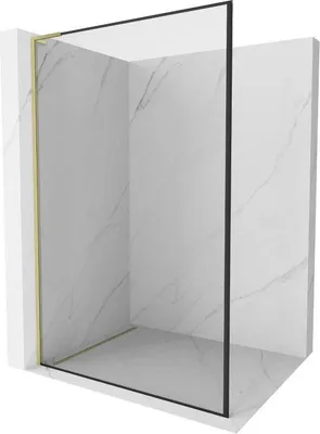 Produktbild von Mexen Kioto L Duschwand Walk-in 60 x 200 cm, schwarzes Muster, gebürstetes Gold - 800-060-103-55-70