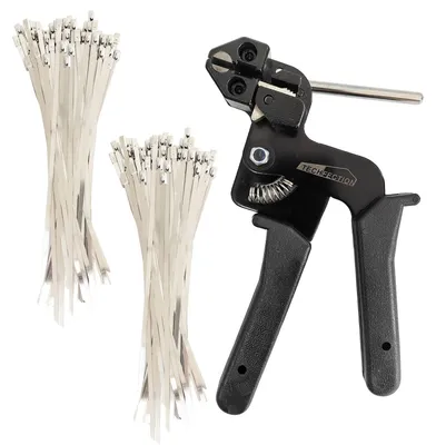 Produktbild von Solidchoice – Set aus Edelstahl-Kabelbinderpistole mit 200 Kabelbindern