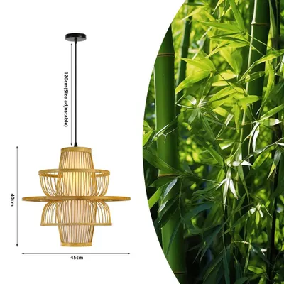 Immagine prodotto di Immax BOHO PINCHOS, lampada a sospensione di design, diametro 45 cm, attacco E27, legno di bambù