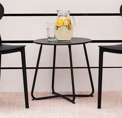Homestyle4u 2486, Beistelltisch Gartentisch Schwarz Metall Tisch Ablage Indoor Outdoor
