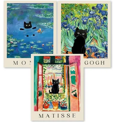 Image de Kit de peinture diamant, 3 pièces, motif chat noir, dimensions 30x40 cm