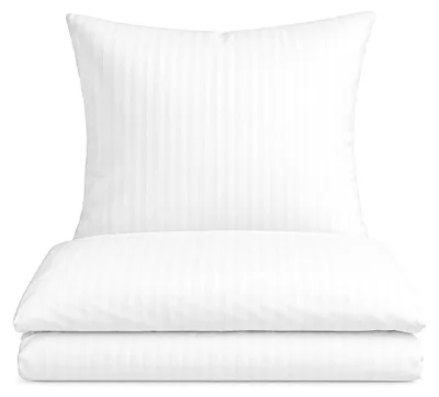 Produktbild von Bettwäsche aus 100% Baumwolle-Satin - Stripe-Bettwäsche mit verdecktem Reißverschluss Weiß 155 x 220 cm + 80 x 80 cm