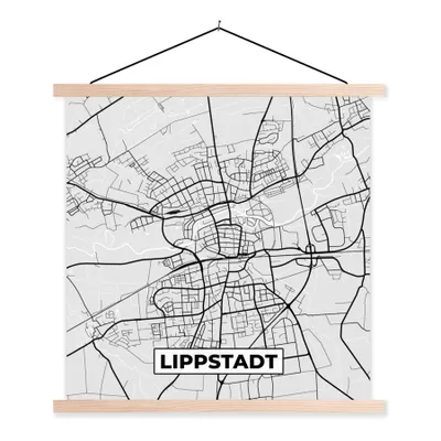 Produktbild von MuchoWow® Textilposter Karte - Lippstadt - Deutschland - Karte 60x60 cm mit holzfarbenen Rahmen - Wanddekoration