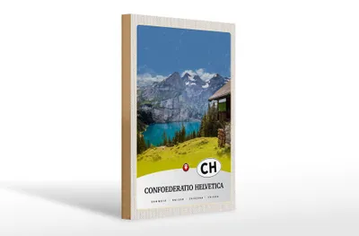 Produktbild von Holzschild Reise 20x30cm Confoederatio Helvetica Urlaub Natur