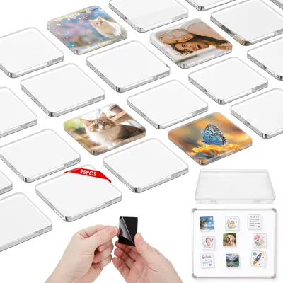 Acryl-Kühlschrankmagnete, 25 Stück, 5 x 5 cm, DIY-Set