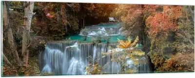 Produktbild von Bilder auf glas - Park Wasserfall Wasser - 90x30cm - Glasbilder - Wandbilder - Kunstdruck - zum Aufhängen bereit - Wanddekoration aus Glas - Glas Bilder - Wandbild auf Glas - Einteilig - GAB90x30-3995