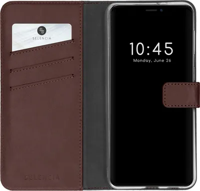Image de Selencia Bibliothèque en cuir véritable pour l'Apple iPhone 13 Mini - Marron