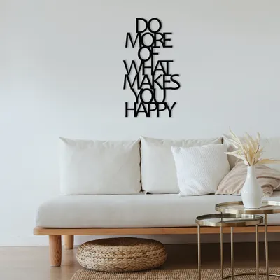 Image de Wallity, Do More Of What Makes You Happy Metal Decor, décoration murale, noir, métal, 40 x 70 cm