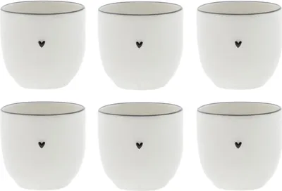 Produktbild von 6er Set Eierbecher HEART mit kleinem schwarzen Herz H. 6cm Bastion Collections