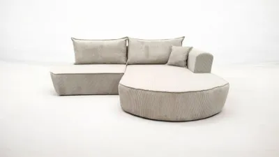Produktbild von Ecksofa Karl 255x185 couch Beige Cord mit Schlaffunktion bettkasten Poso 100 Rechts