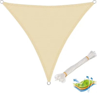Produktbild von WOLTU Sonnensegel Dreieck 2,5x2,5x3,5m Creme atmungsaktiv Sonnenschutz HDPE Windschutz mit UV Schutz für Garten